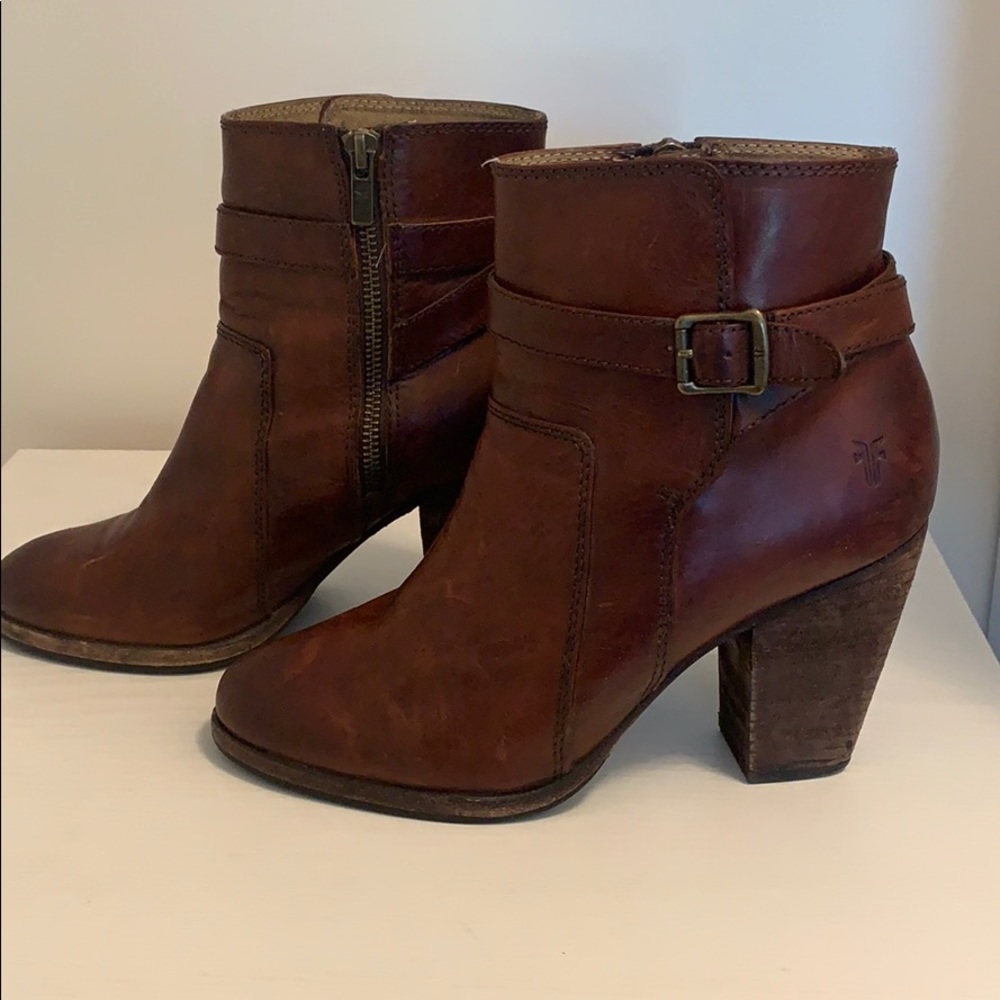 Frye Brown Leather Ankle Boots Booties